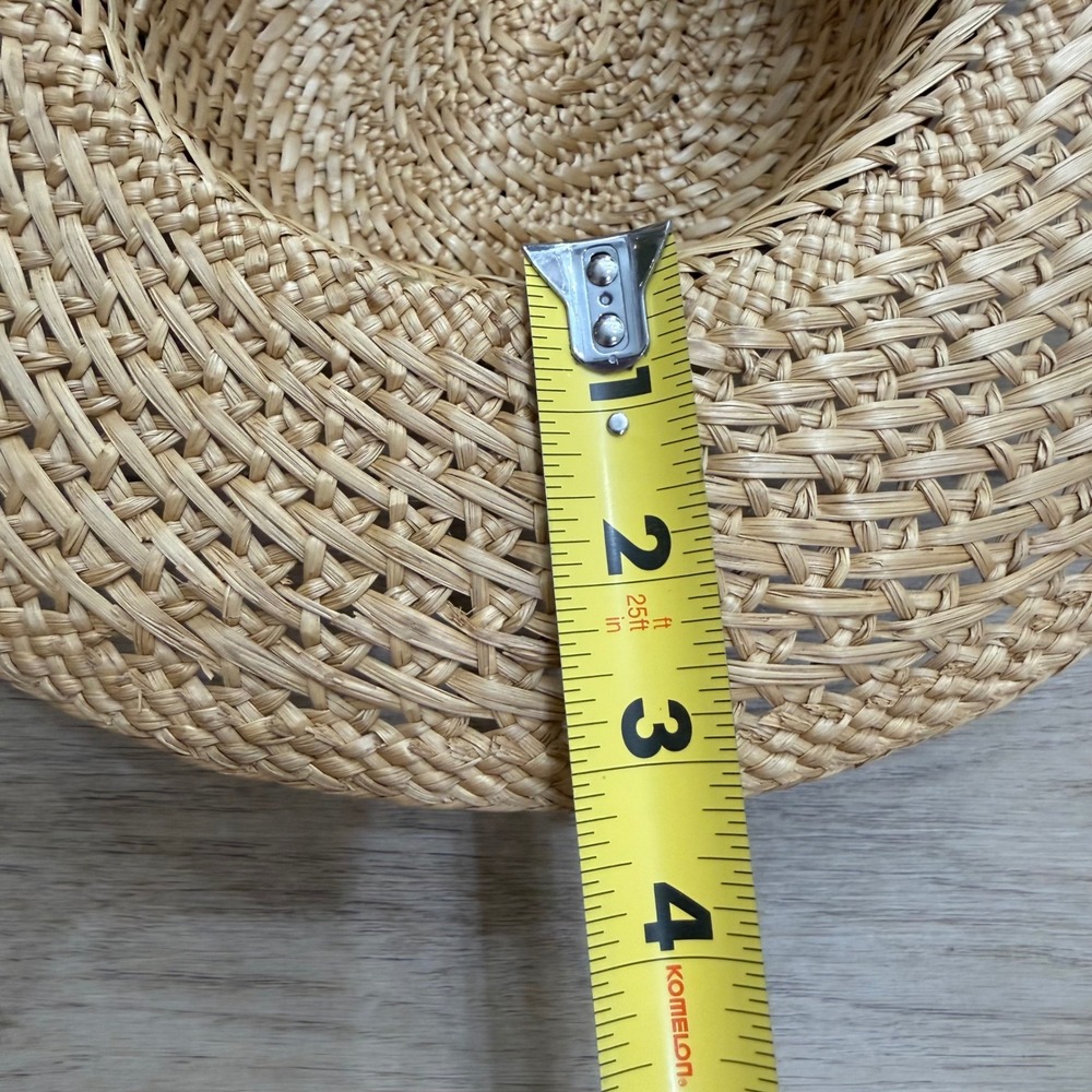 Vintage Southwestern Straw Boater Sun Hat Wide Brim Boho Charms Small 21in - Picture 12 of 13